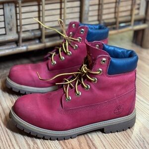 Red Timberland Boots size 6 Leather Premium 6-Inch Lace-Up Waterproof Boot